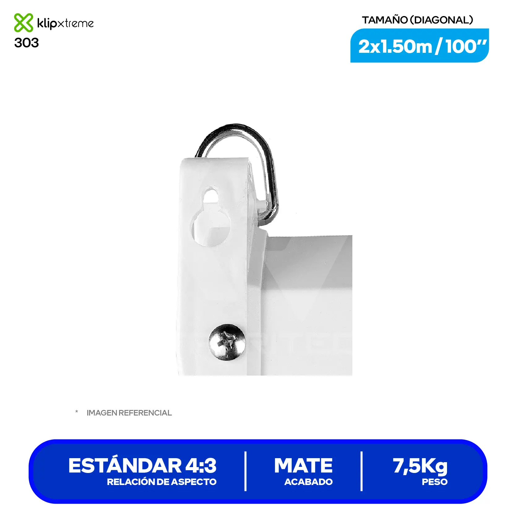 Ecran de Techo Klip Xtreme (KPS-303) 100'', Relación 4:3, Blanco Mate