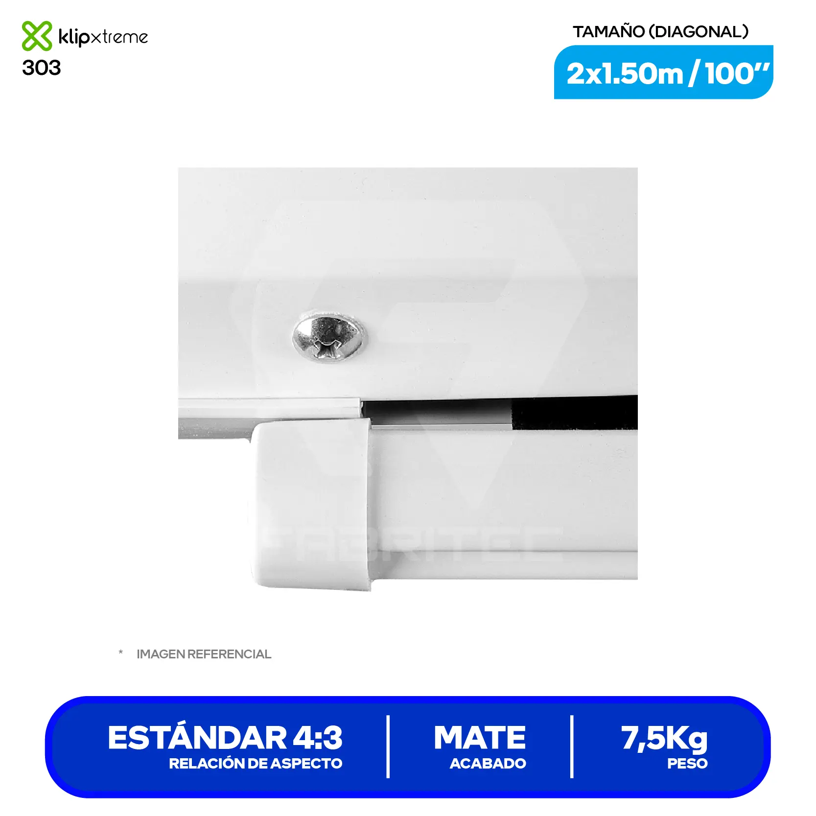 Ecran de Techo Klip Xtreme (KPS-303) 100'', Relación 4:3, Blanco Mate