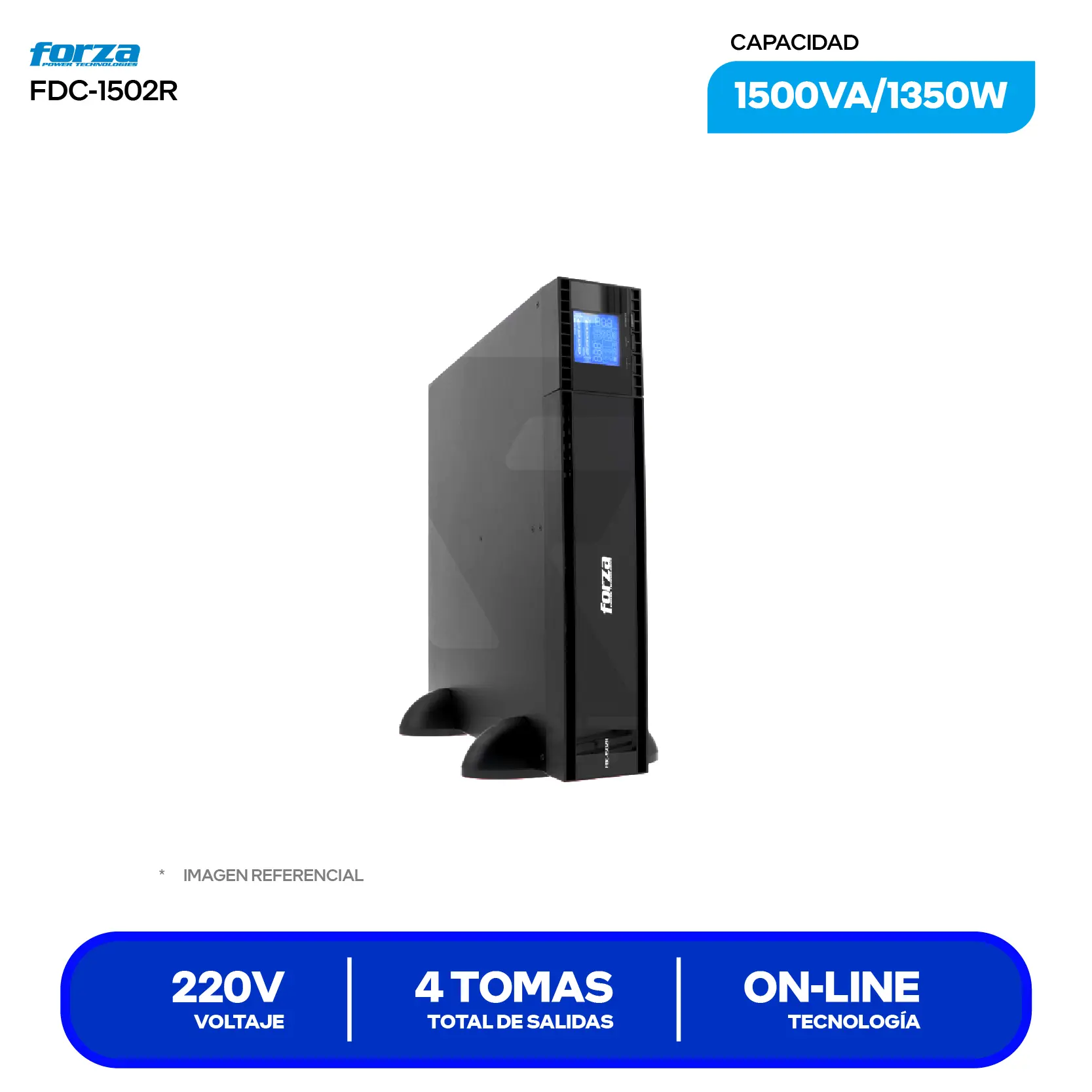 UPS Online Forza FDC-1502R (U1774FOR23) 4 Tomas, 220V, 1500VA / 1350W