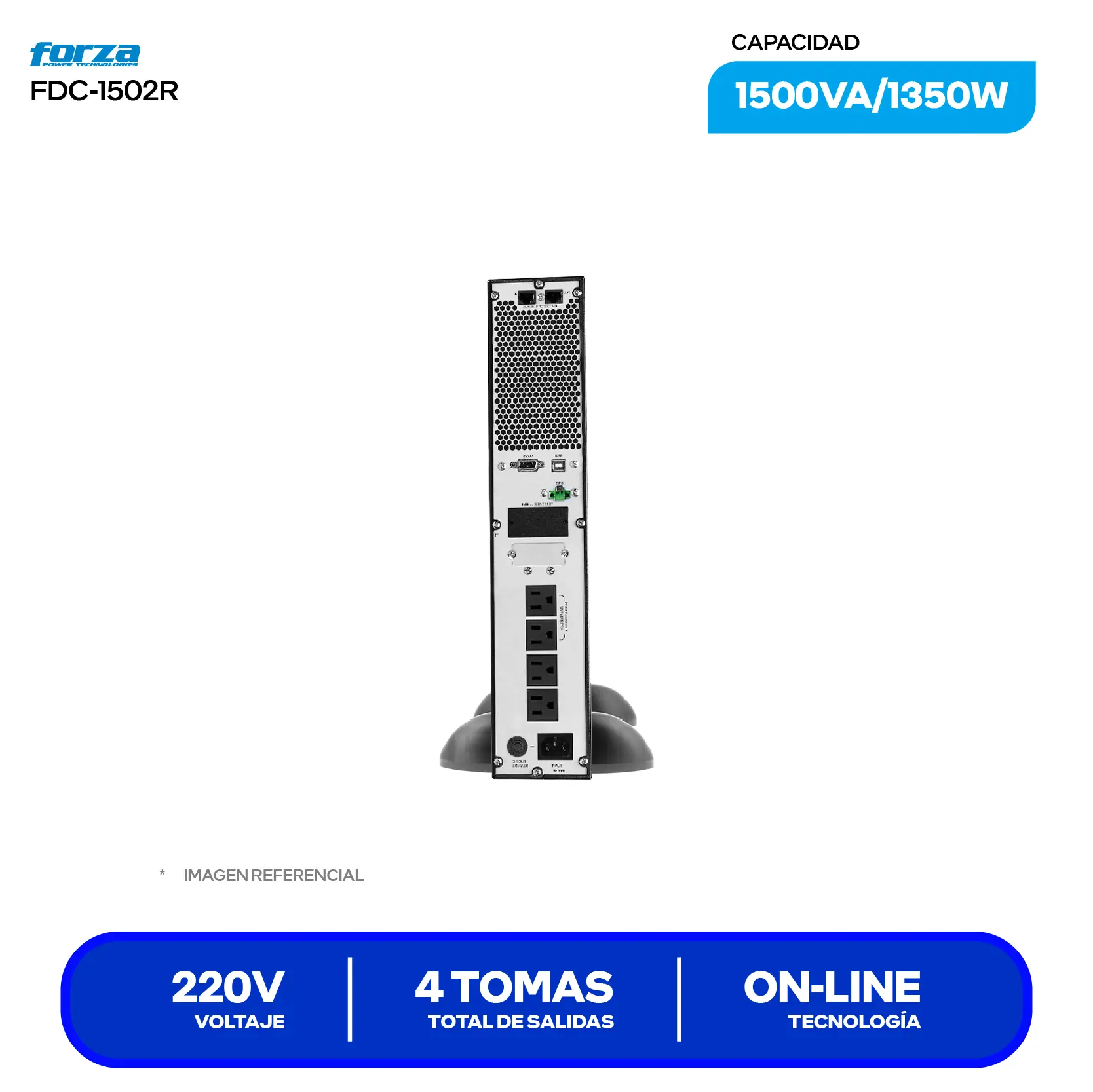 UPS Online Forza FDC-1502R (U1774FOR23) 4 Tomas, 220V, 1500VA / 1350W