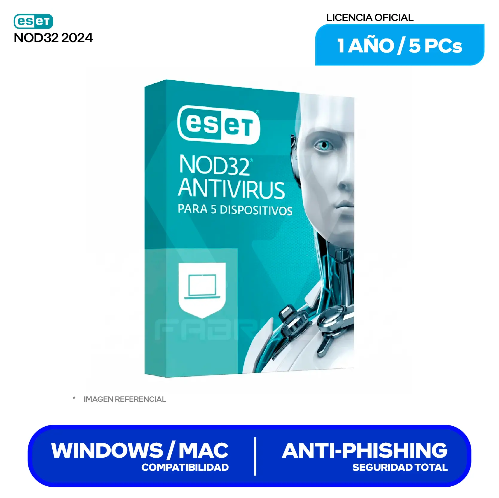 Licencia de Antivirus ESET NOD32 Antivirus (S11010231) 5 Dispositivos, 12 Meses
