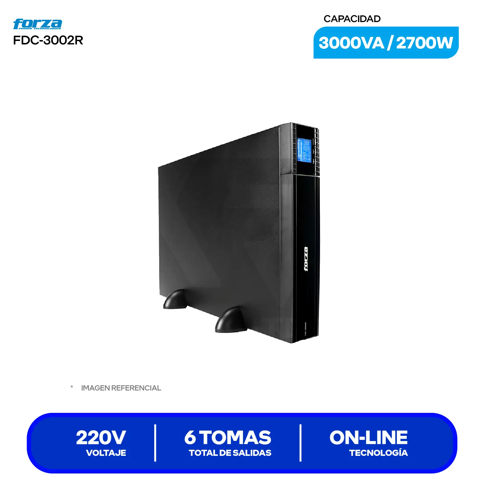 UPS Online Forza (FDC-3002R) 6 Tomas, 220V, 3000VA / 2700W