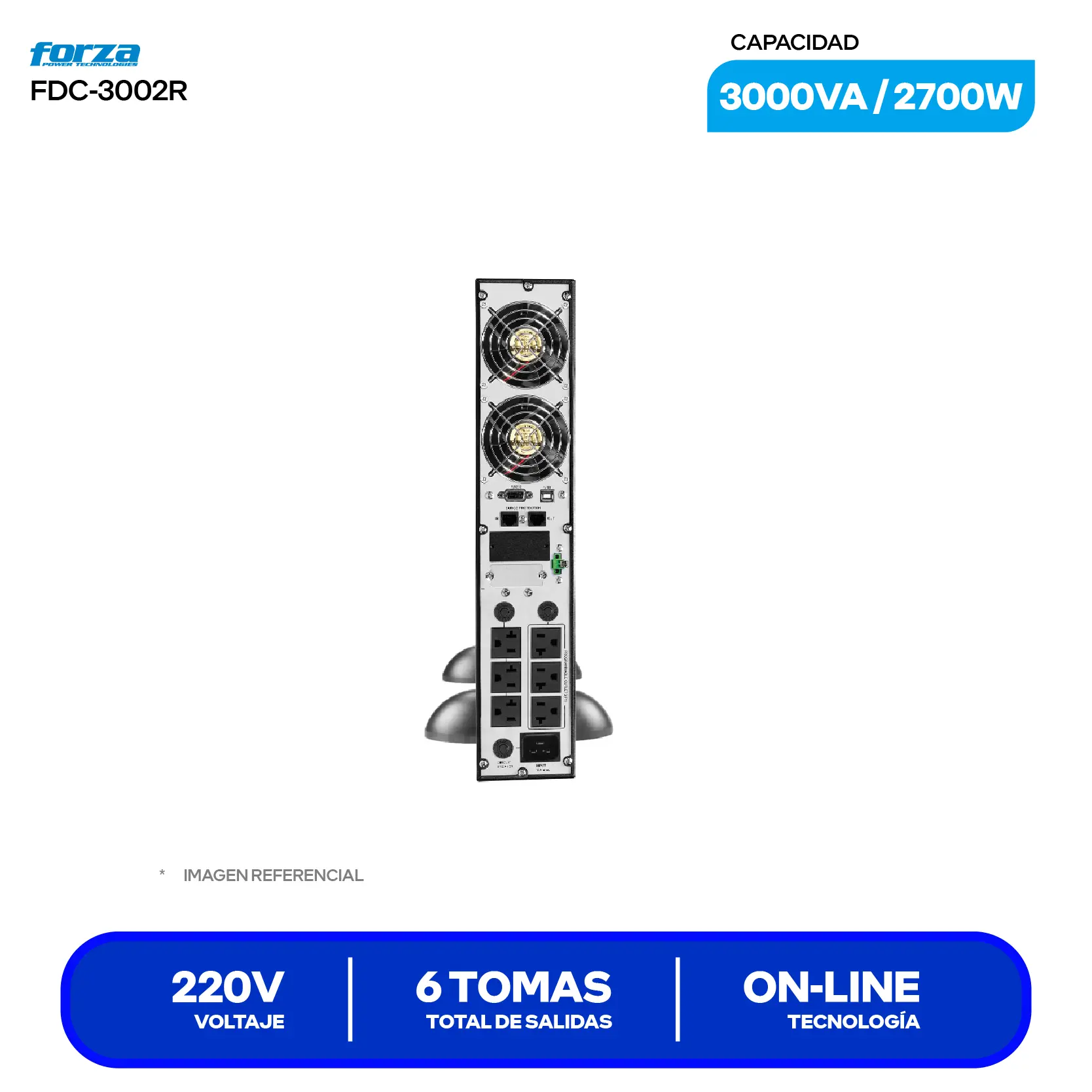 UPS Online Forza (FDC-3002R) 6 Tomas, 220V, 3000VA / 2700W