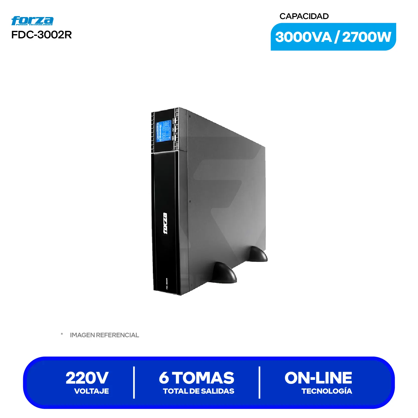 UPS Online Forza (FDC-3002R) 6 Tomas, 220V, 3000VA / 2700W