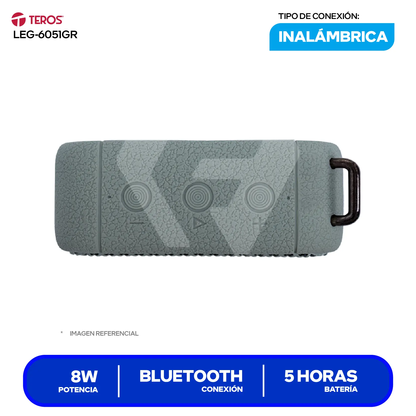 Parlante Inalámbrico Portátil Teros Legacy (LEG-6051GR) 8W, Bluetooth, Verde