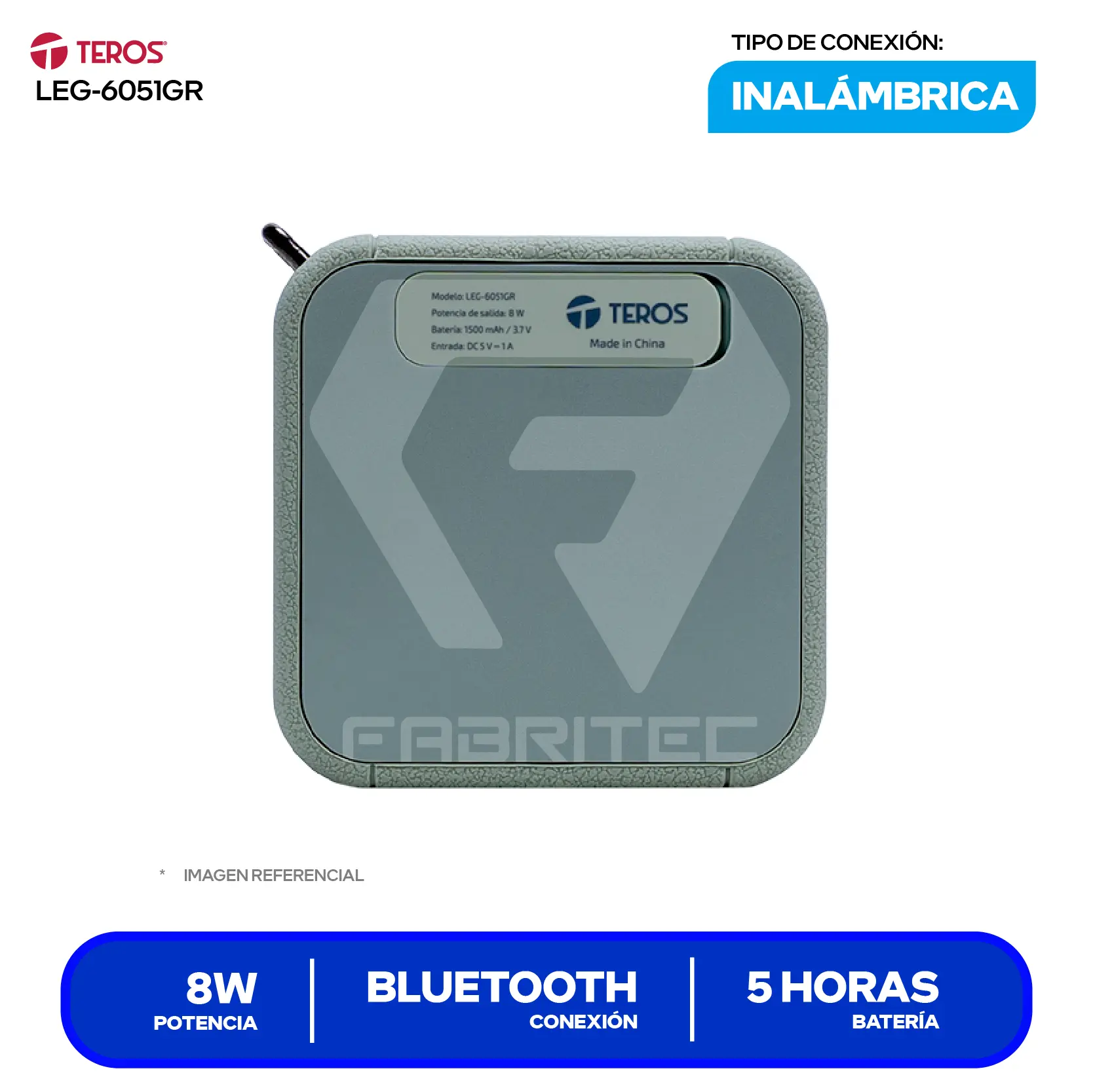 Parlante Inalámbrico Portátil Teros Legacy (LEG-6051GR) 8W, Bluetooth, Verde