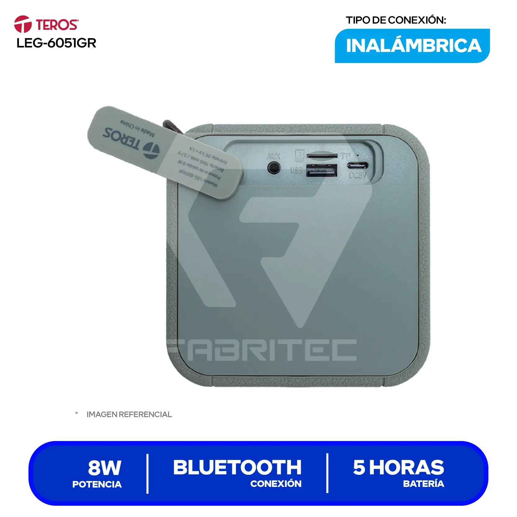 Parlante Inalámbrico Portátil Teros Legacy (LEG-6051GR) 8W, Bluetooth, Verde