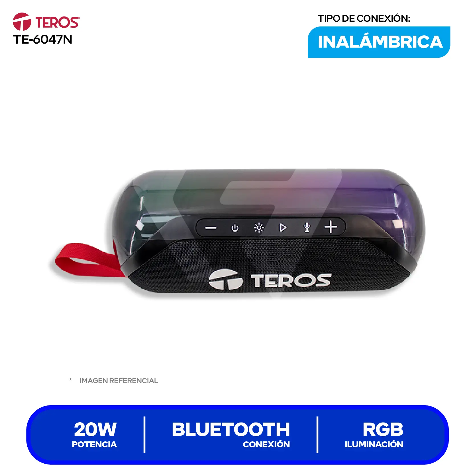 Parlante Inalámbrico Portátil Teros (TE-6047N) 20W, Bluetooth, Negro