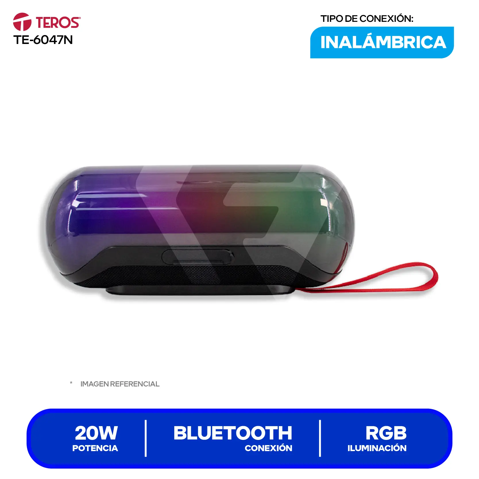 Parlante Inalámbrico Portátil Teros (TE-6047N) 20W, Bluetooth, Negro