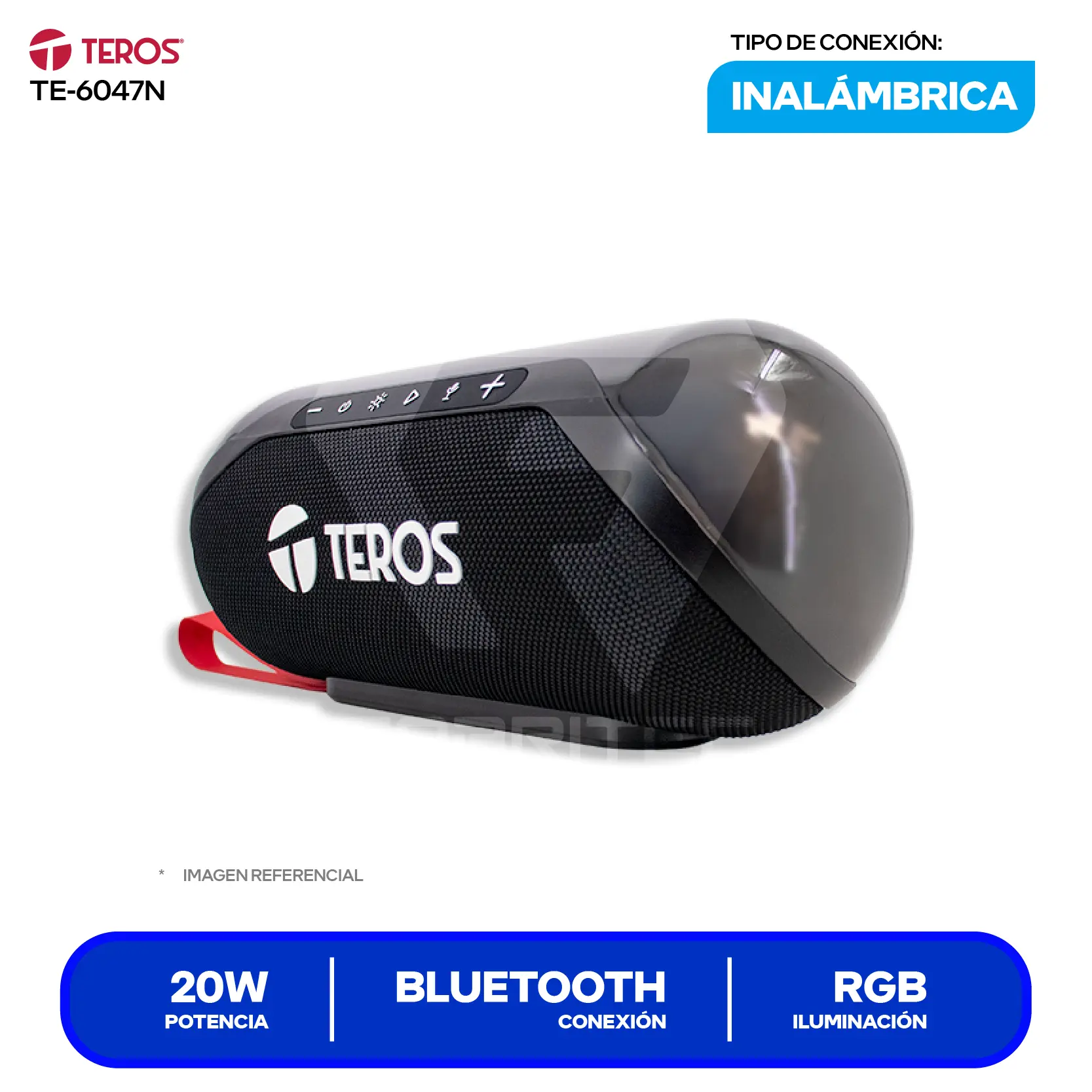 Parlante Inalámbrico Portátil Teros (TE-6047N) 20W, Bluetooth, Negro
