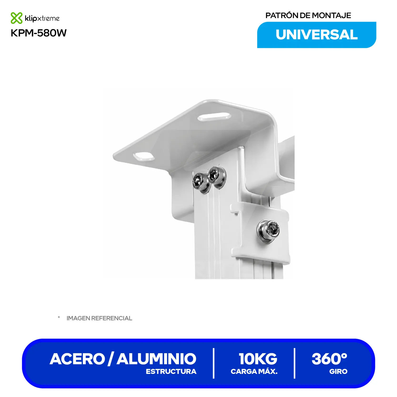Soporte para Proyector Klip Xtreme KPM-580W Blanco (KPM-580W) Montaje Universal, Techo, 10kg