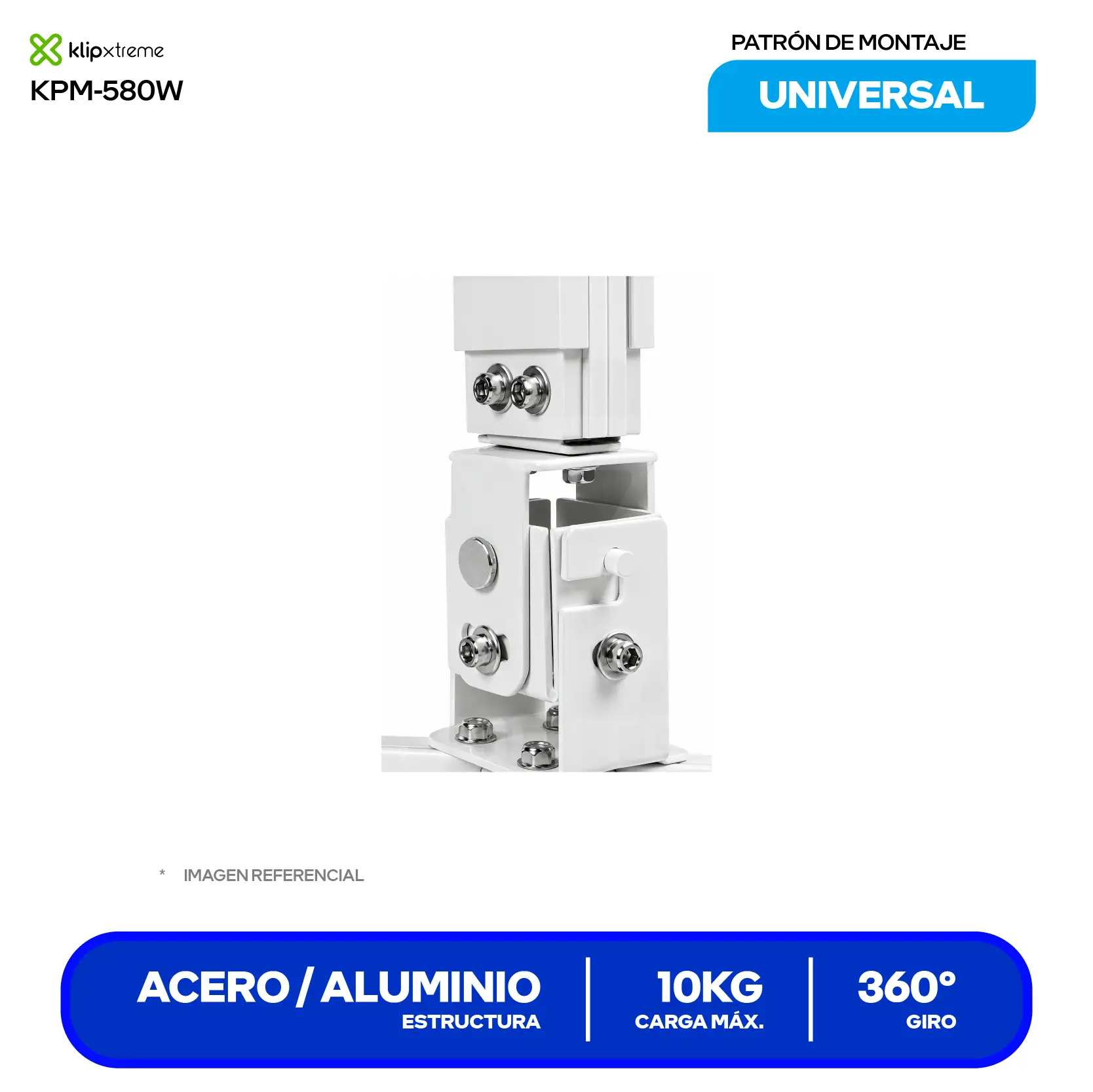 Soporte para Proyector Klip Xtreme KPM-580W Blanco (KPM-580W) Montaje Universal, Techo, 10kg