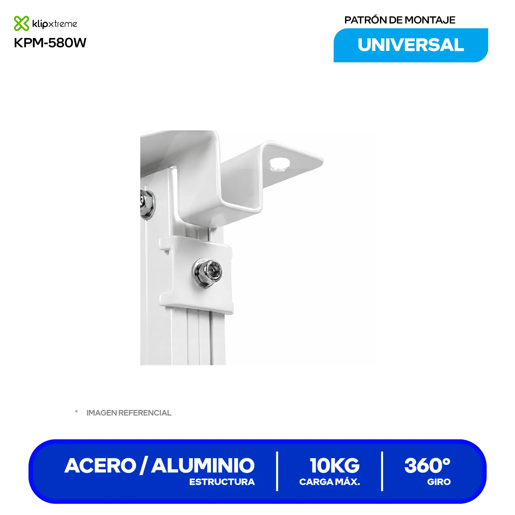 Soporte para Proyector Klip Xtreme KPM-580W Blanco (KPM-580W) Montaje Universal, Techo, 10kg