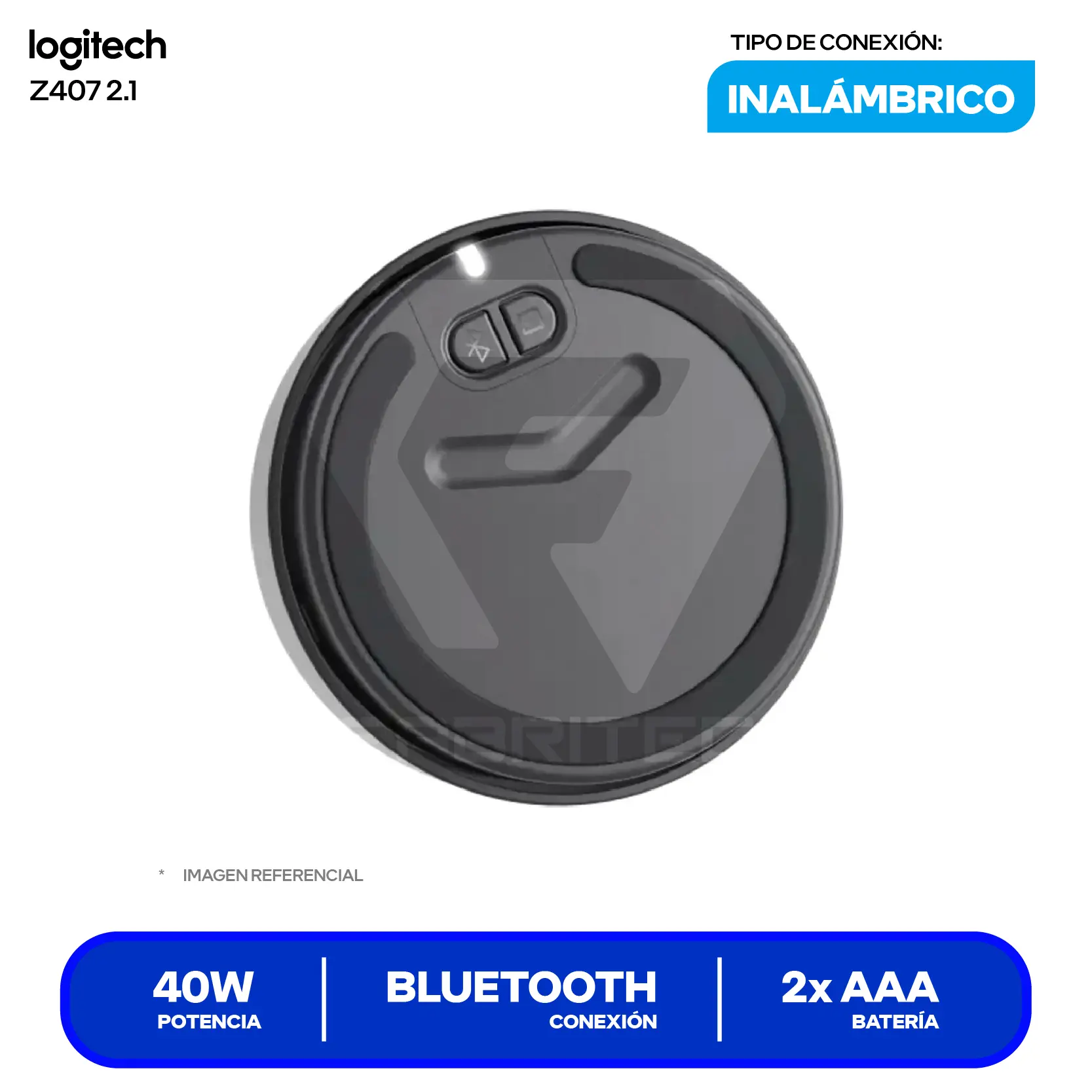 Parlante Multimedia Logitech Z407 2.1 (980-001348) 40W RMS, Bluetooth, Negro