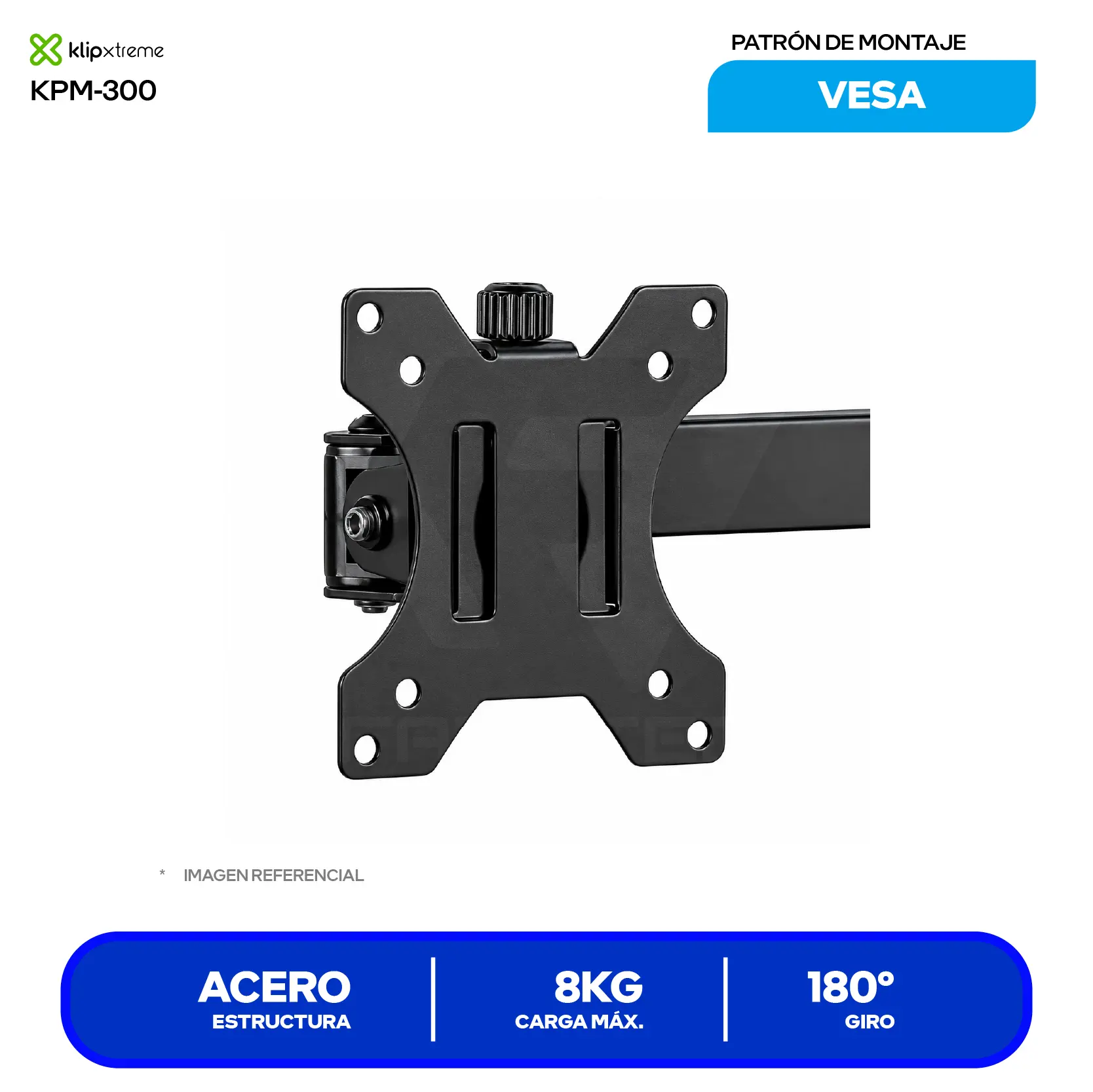 Soporte Para Monitor Klip Xtreme KPM-300 Negro (KPM-300) Articulado, 13" a 32", Base C