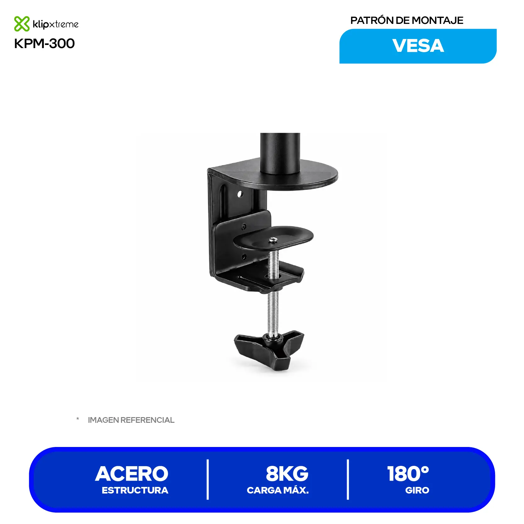 Soporte Para Monitor Klip Xtreme KPM-300 Negro (KPM-300) Articulado, 13" a 32", Base C