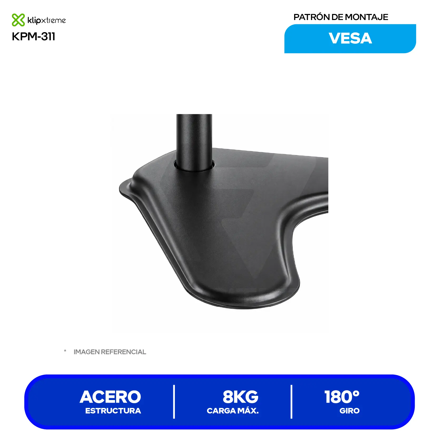 Soporte Para 2 Monitores Klip Xtreme KPM-311 Negro (KPM-311) Articulado, 13" a 32", Base Sobremesa, 8kg