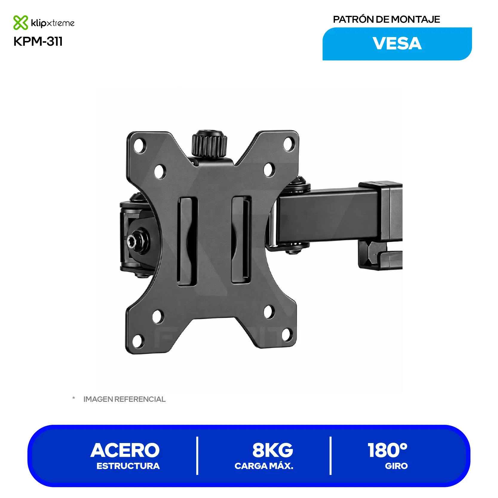 Soporte Para 2 Monitores Klip Xtreme KPM-311 Negro (KPM-311) Articulado, 13" a 32", Base Sobremesa, 8kg