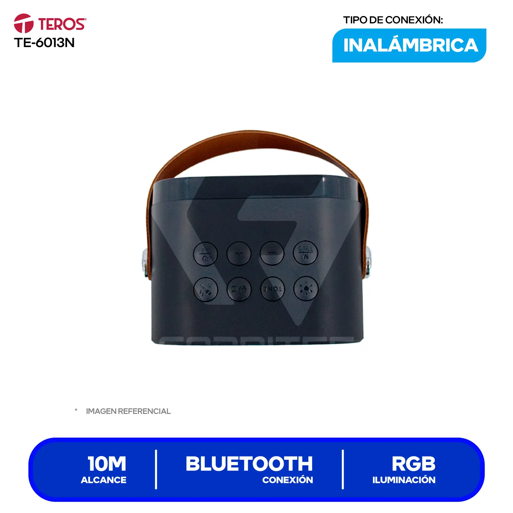Parlante Inalámbrico Portátil Karaoke Teros (TE-6013N) 10W, Bluetooth, Con Micrófono, Negro