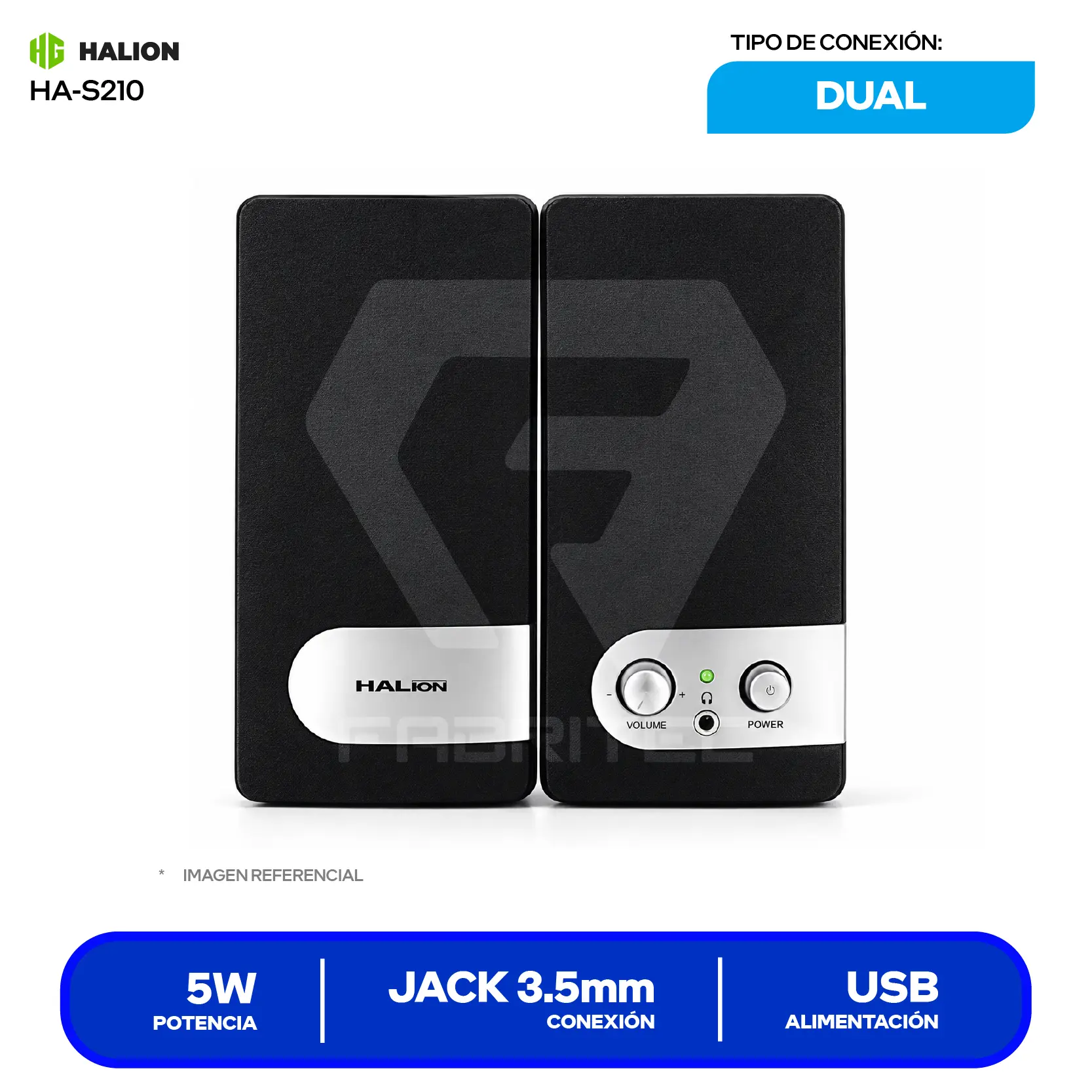 Parlante Portátil Halion (HA-S210) 5", Bluetooth TWS, Negro