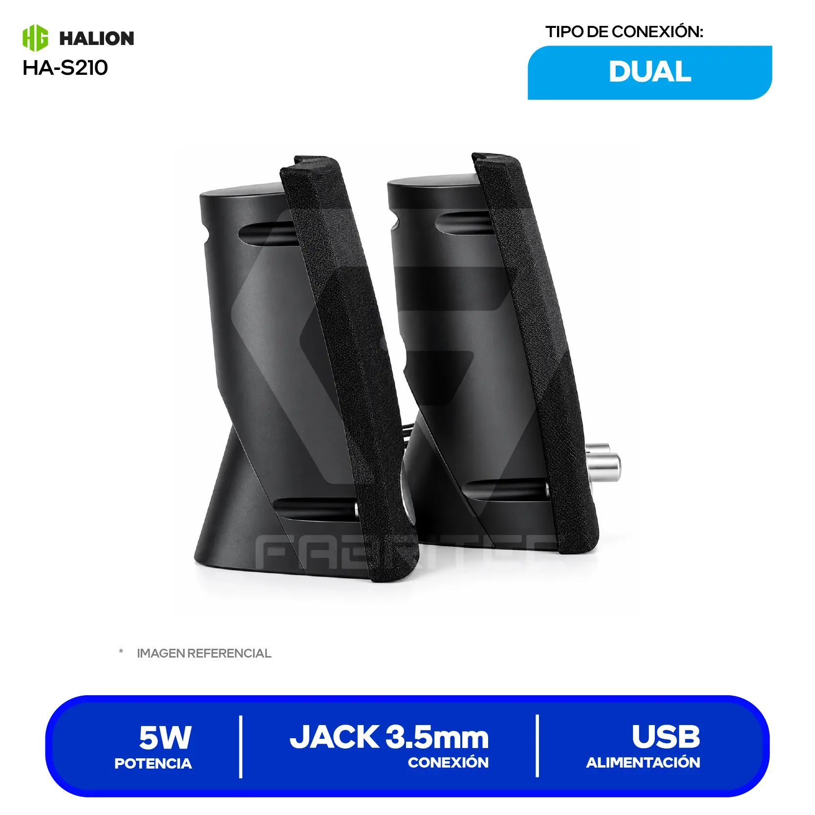 Parlante Portátil Halion (HA-S210) 5", Bluetooth TWS, Negro