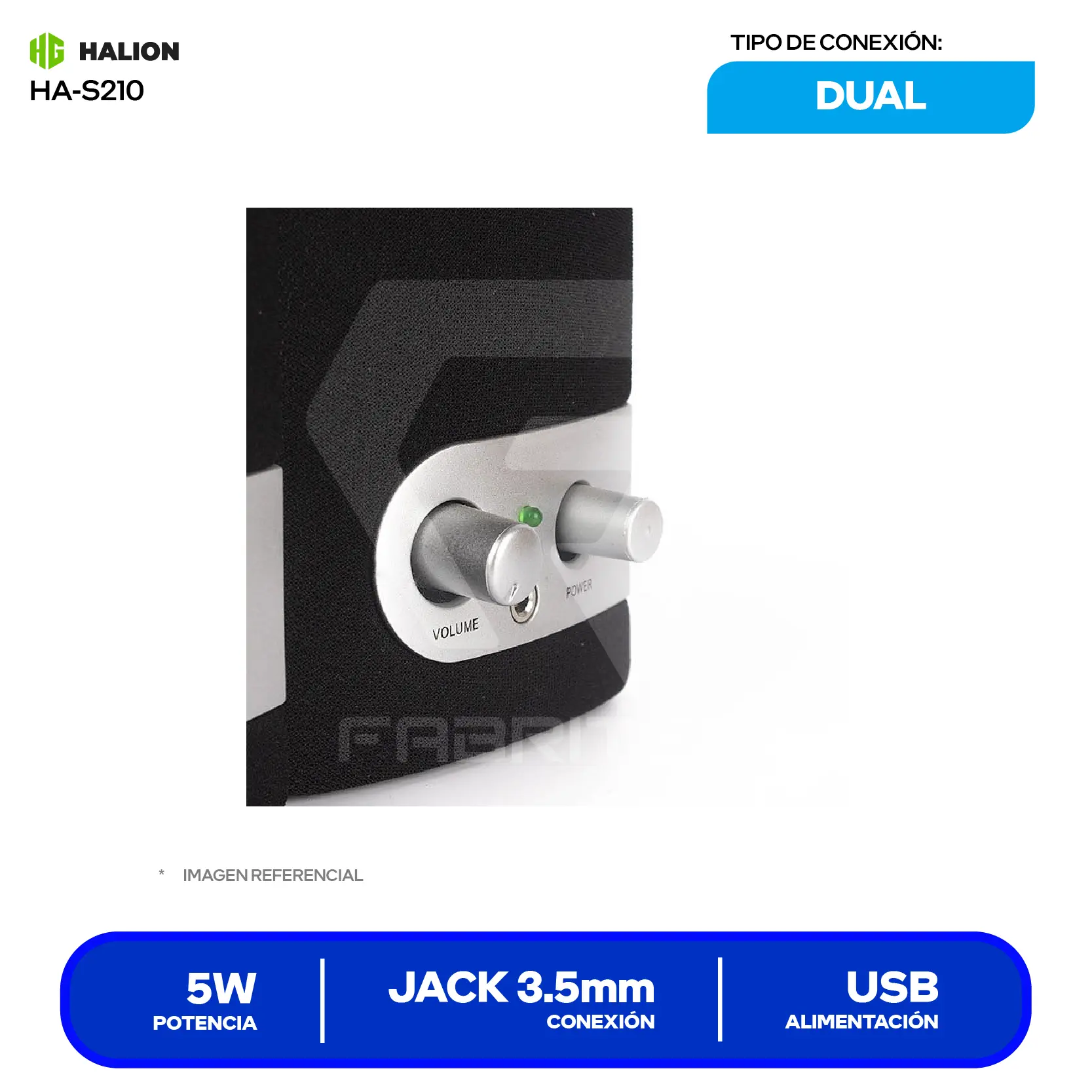 Parlante Portátil Halion (HA-S210) 5", Bluetooth TWS, Negro