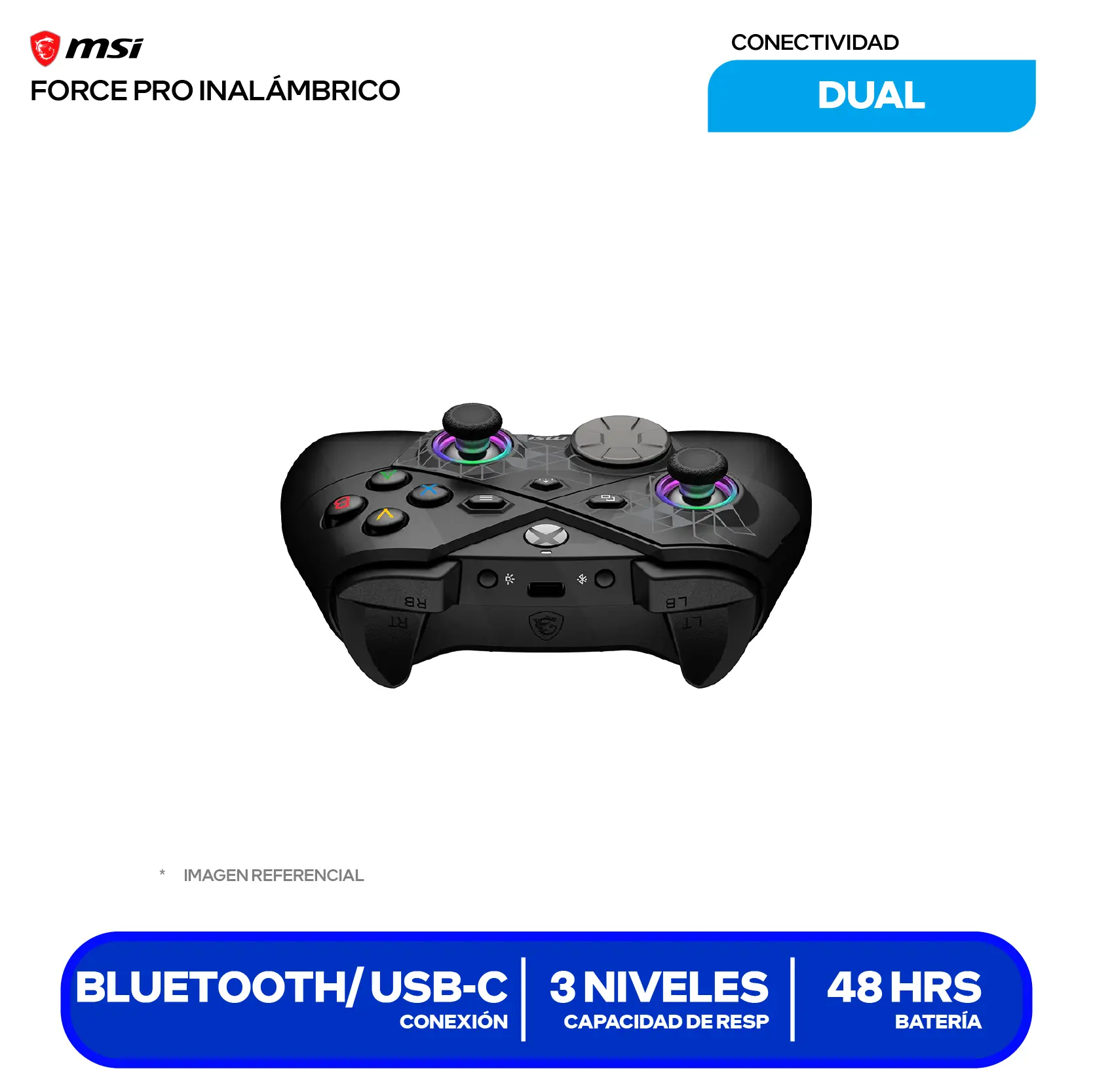 Mando Gamer MSI Force Pro Wireless (FORCE PRO W) Bluetooth / USB C