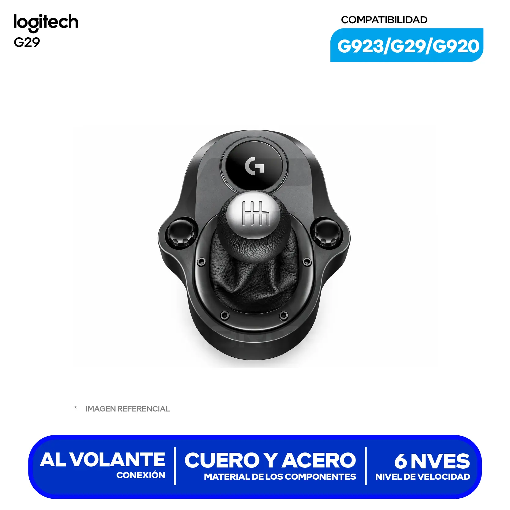 Palanca de Cambio Logitech G29 Driving Force (941-000119) 6 Velocidades, Negro