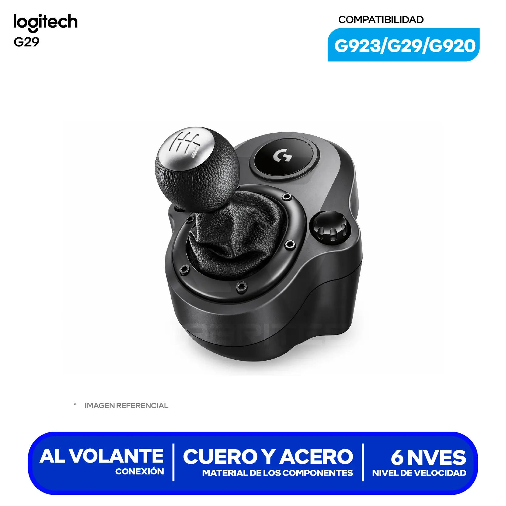 Palanca de Cambio Logitech G29 Driving Force (941-000119) 6 Velocidades, Negro