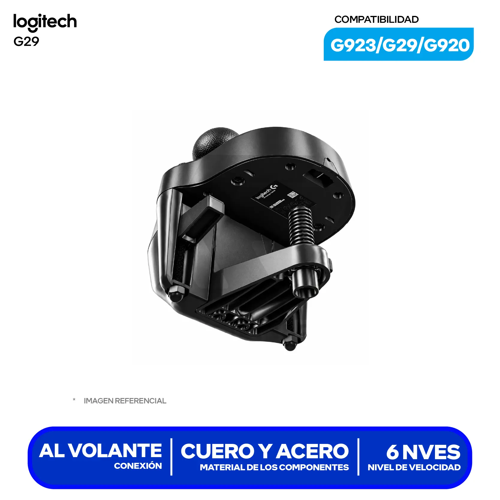 Palanca de Cambio Logitech G29 Driving Force (941-000119) 6 Velocidades, Negro