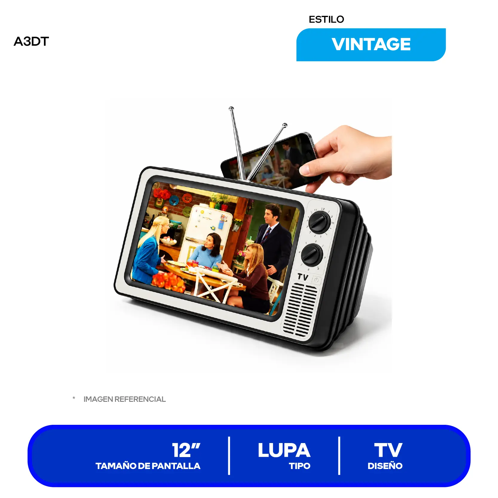 Soporte De Pantalla Retro Para Telefono Celular (A3DTC) Multicolor