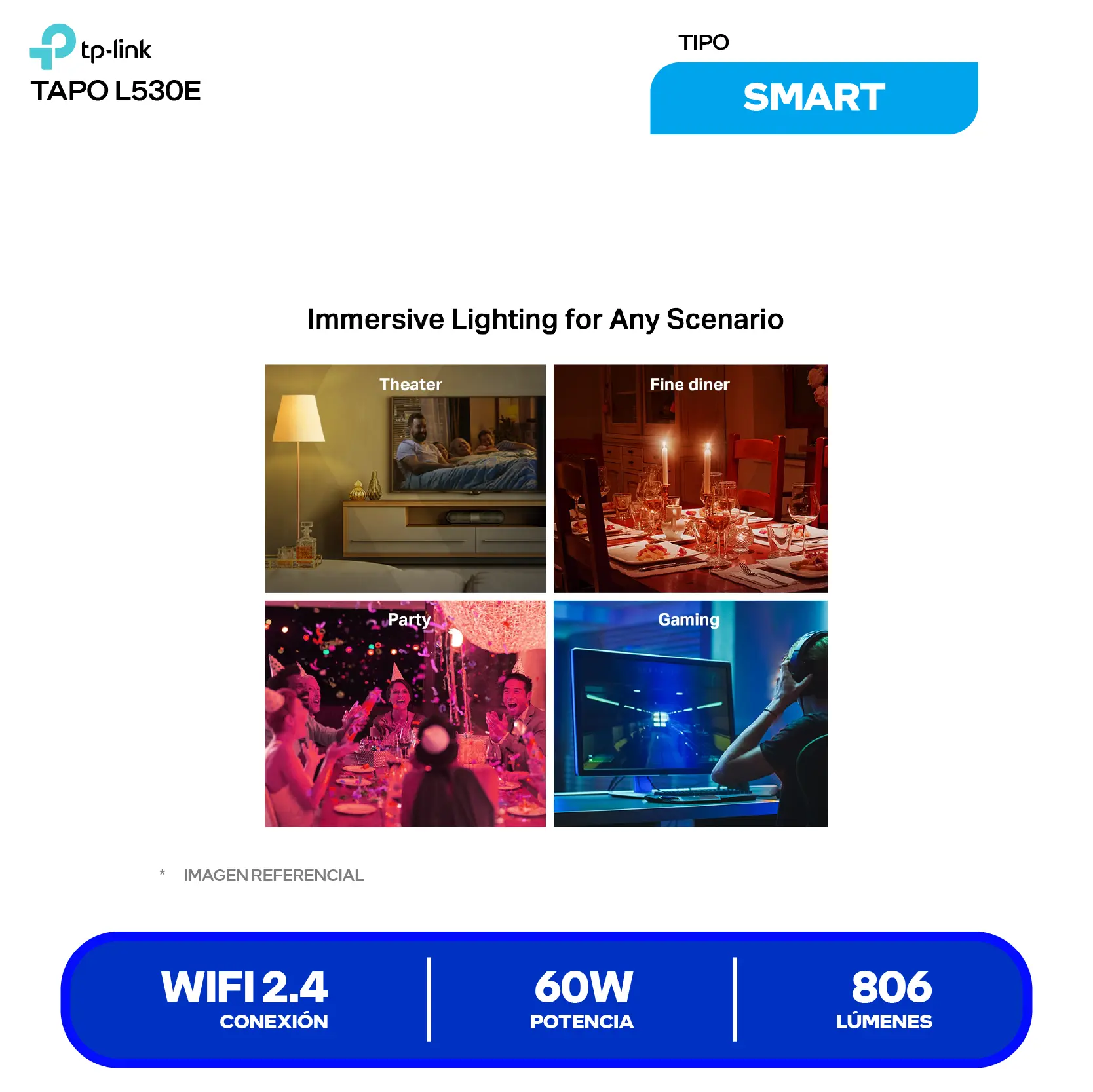 Bombilla De Luz WI-FI Inteligente TP-LINK Tapo L530E (0184501252) Multicolor