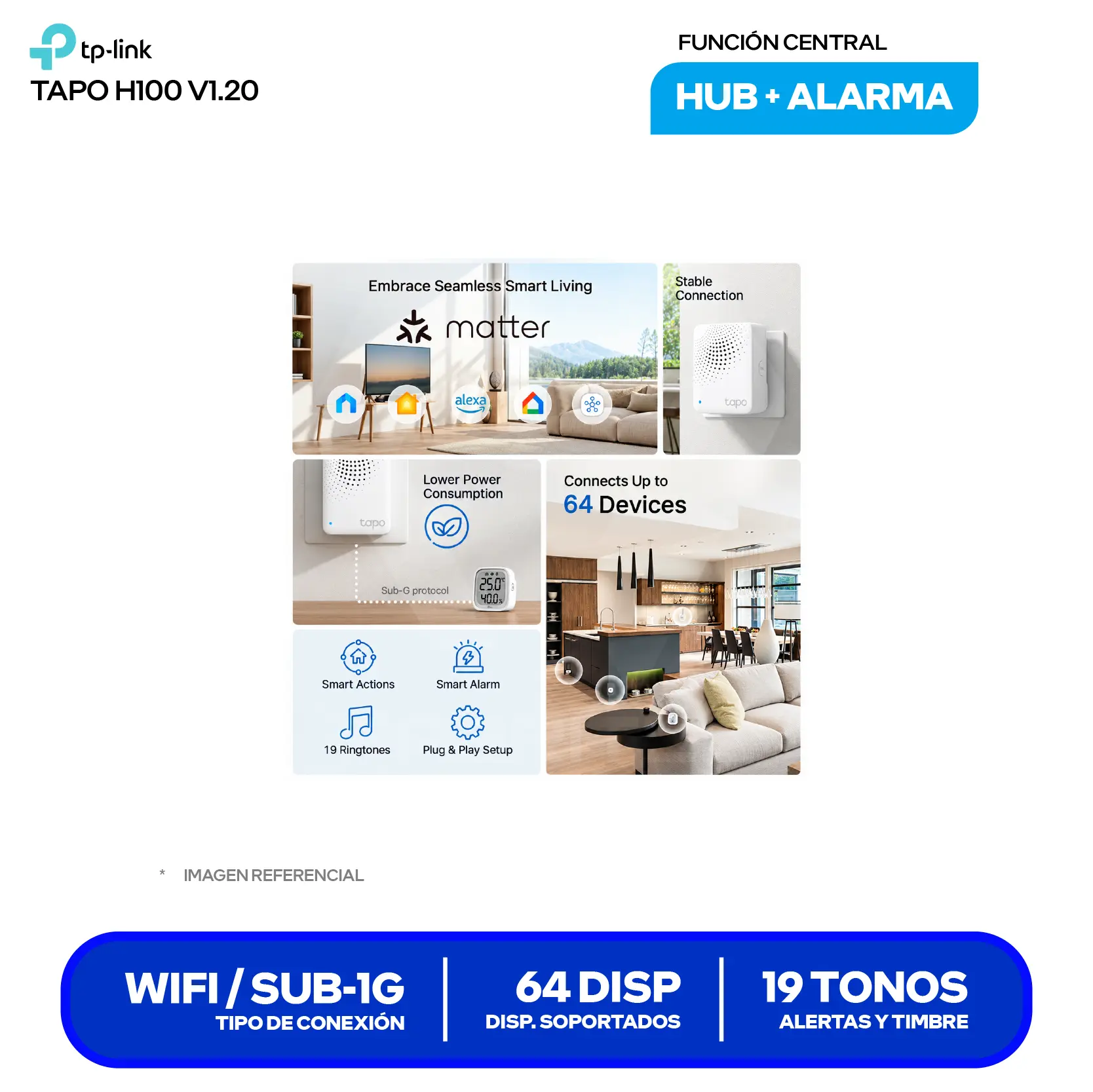 Hub Inteligente Mini con Alarma TP-Link Tapo H100 ( 0184500939 ) Wi-Fi
