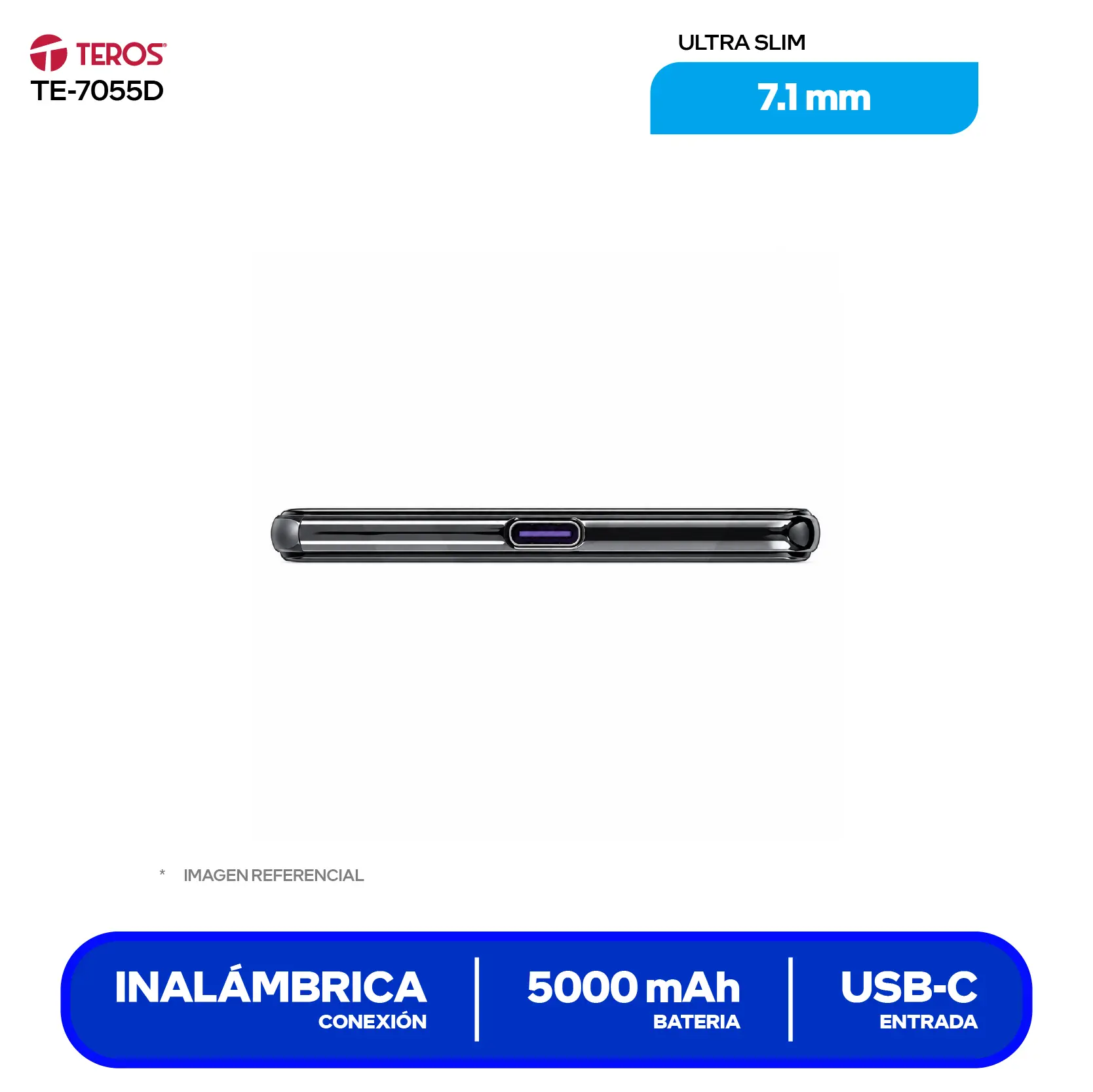 Powerbank Cargador Portatil Teros (TE-7055D) NEGRO