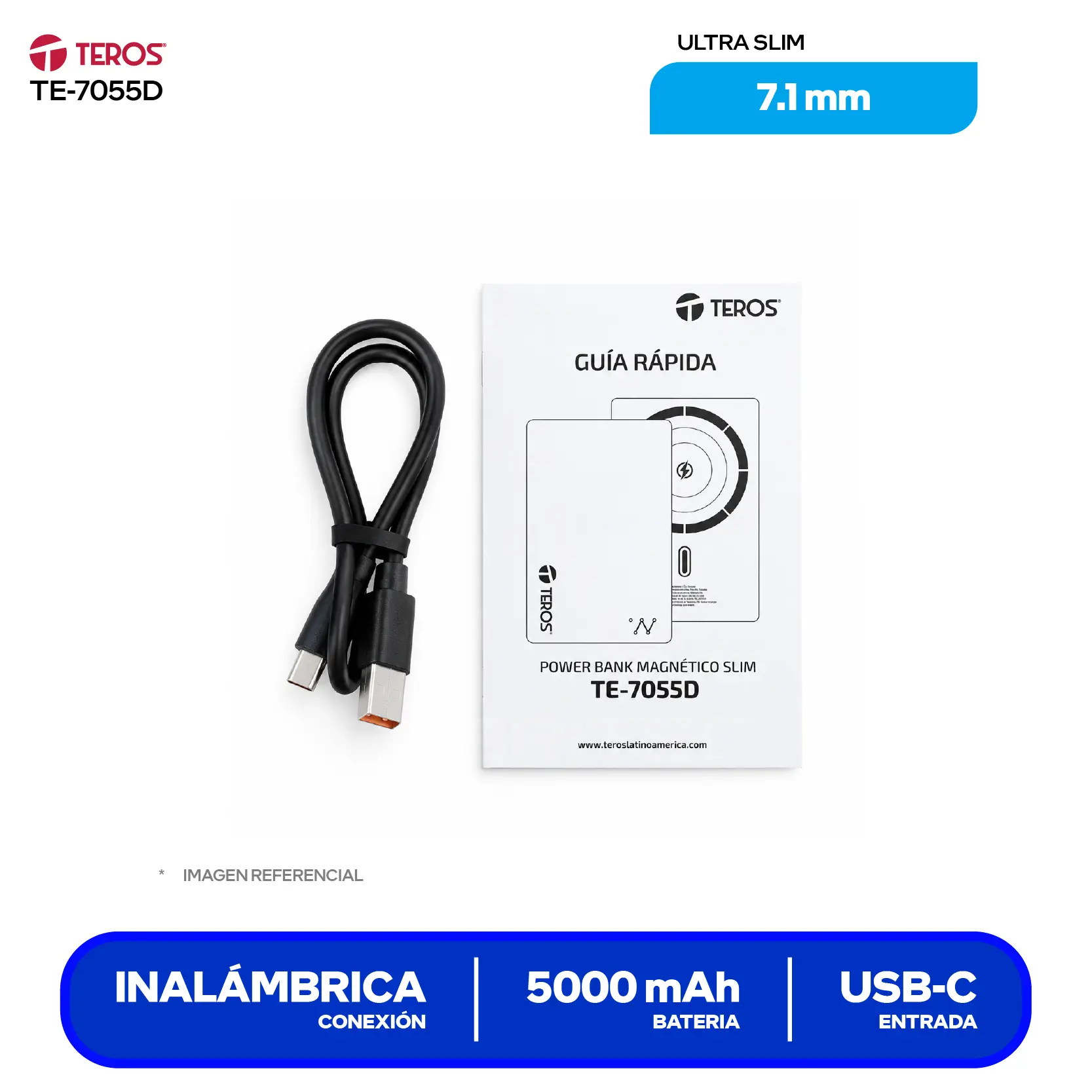 Powerbank Cargador Portatil Teros (TE-7055D) NEGRO