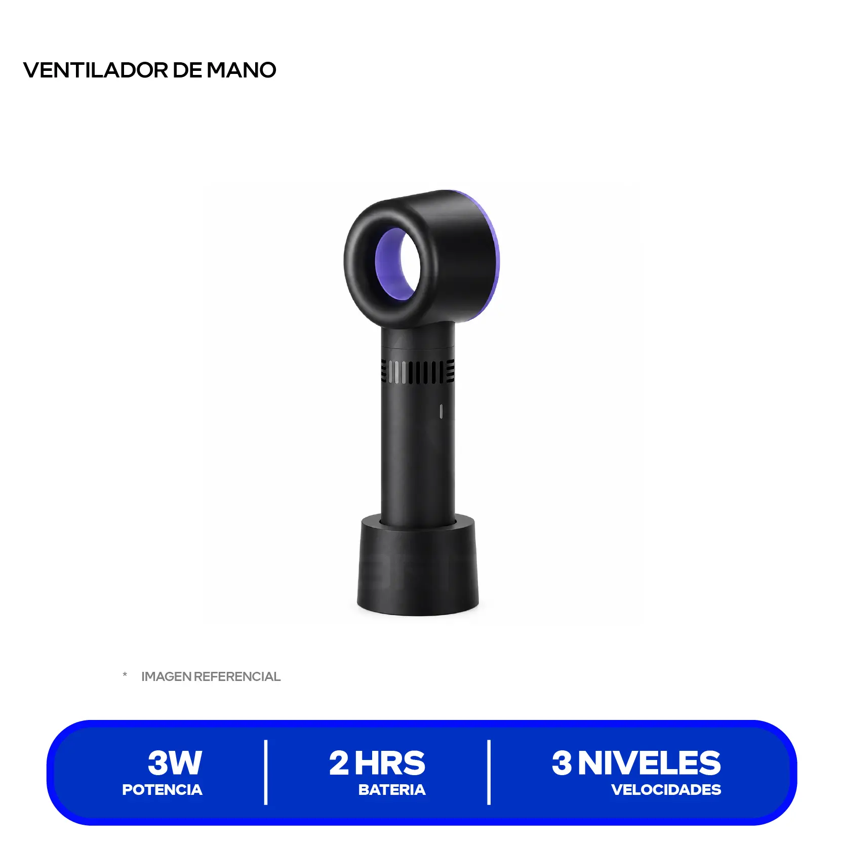 Ventilador De Mano Westminster 3W (F38) Negro