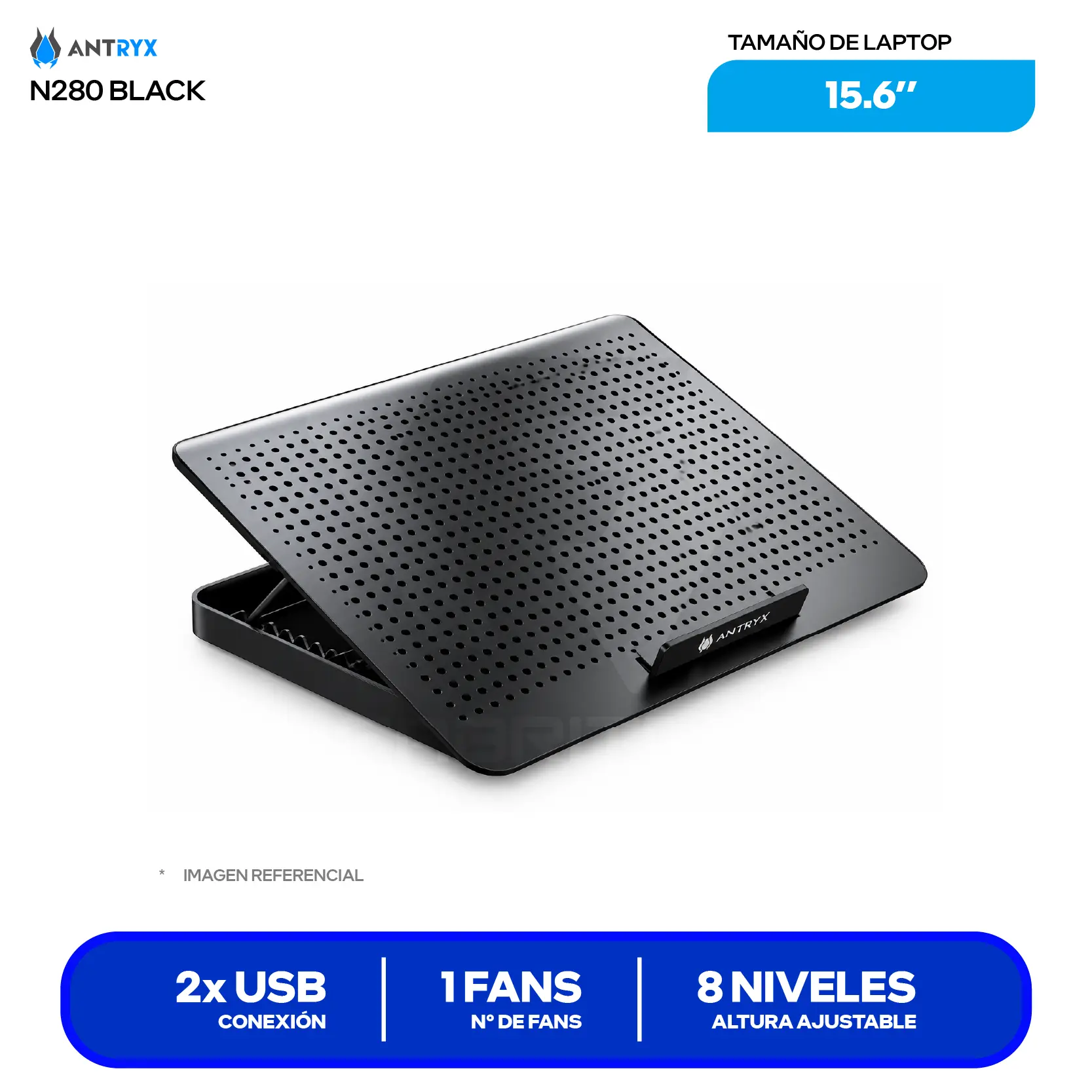 Cooler para Laptop Antryx Xtreme Air N280 (ACP-N280K) 15.6'', Negro