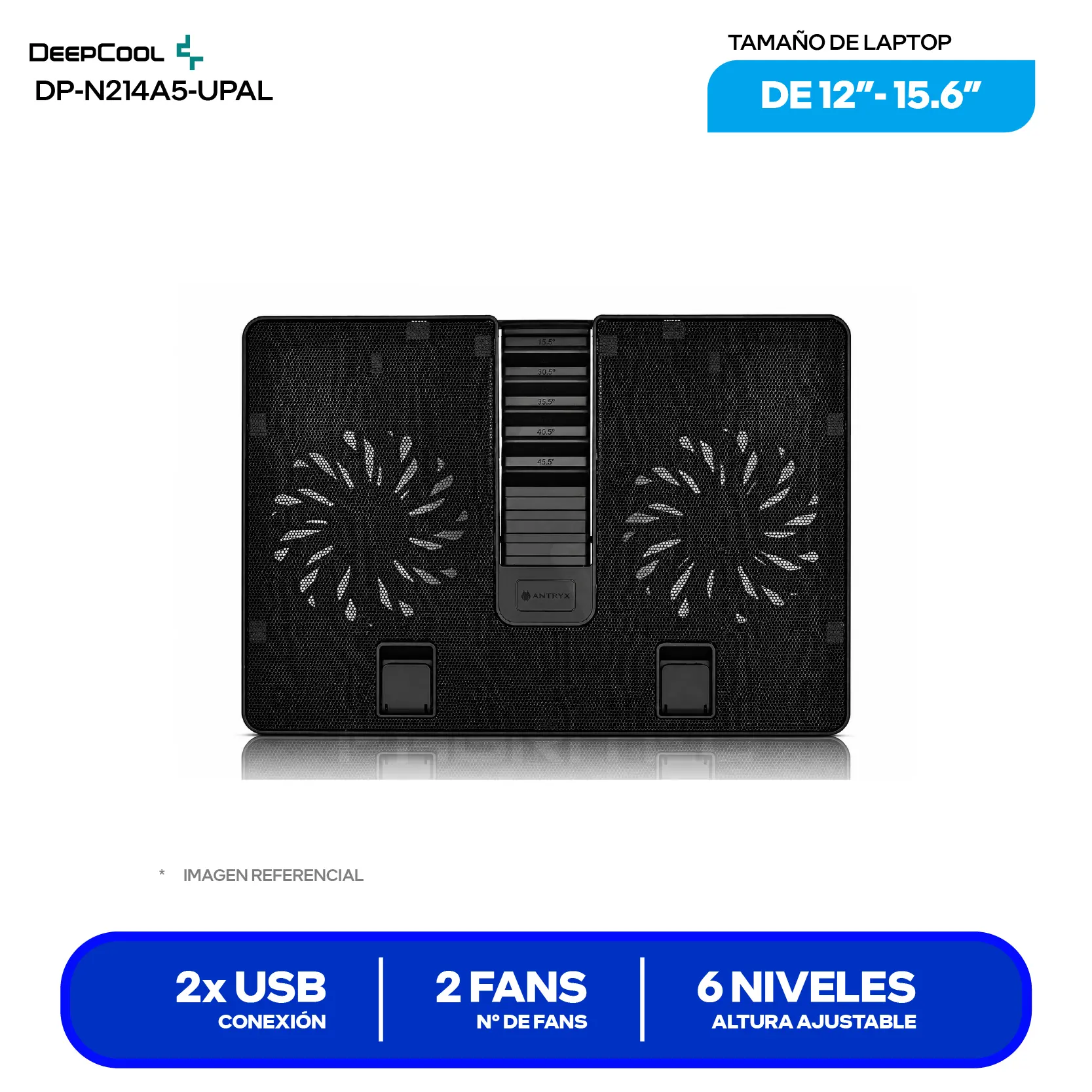 Cooler para Laptop DeepCool U Pal (DP-N214A5-UPAL) 15.6'', Negro