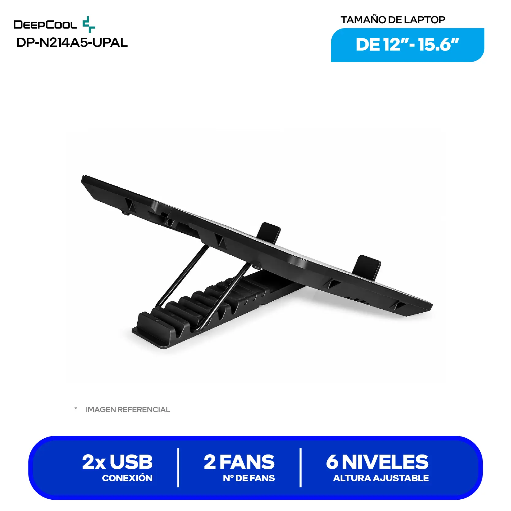 Cooler para Laptop DeepCool U Pal (DP-N214A5-UPAL) 15.6'', Negro